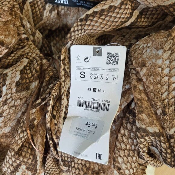 NEW NWT Zara Animal Print snakeskin square neck blouse - Picture 3 of 4